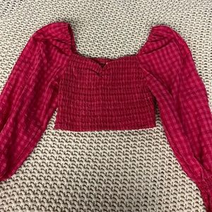 Flannel pattern, long-sleeve crop top!!